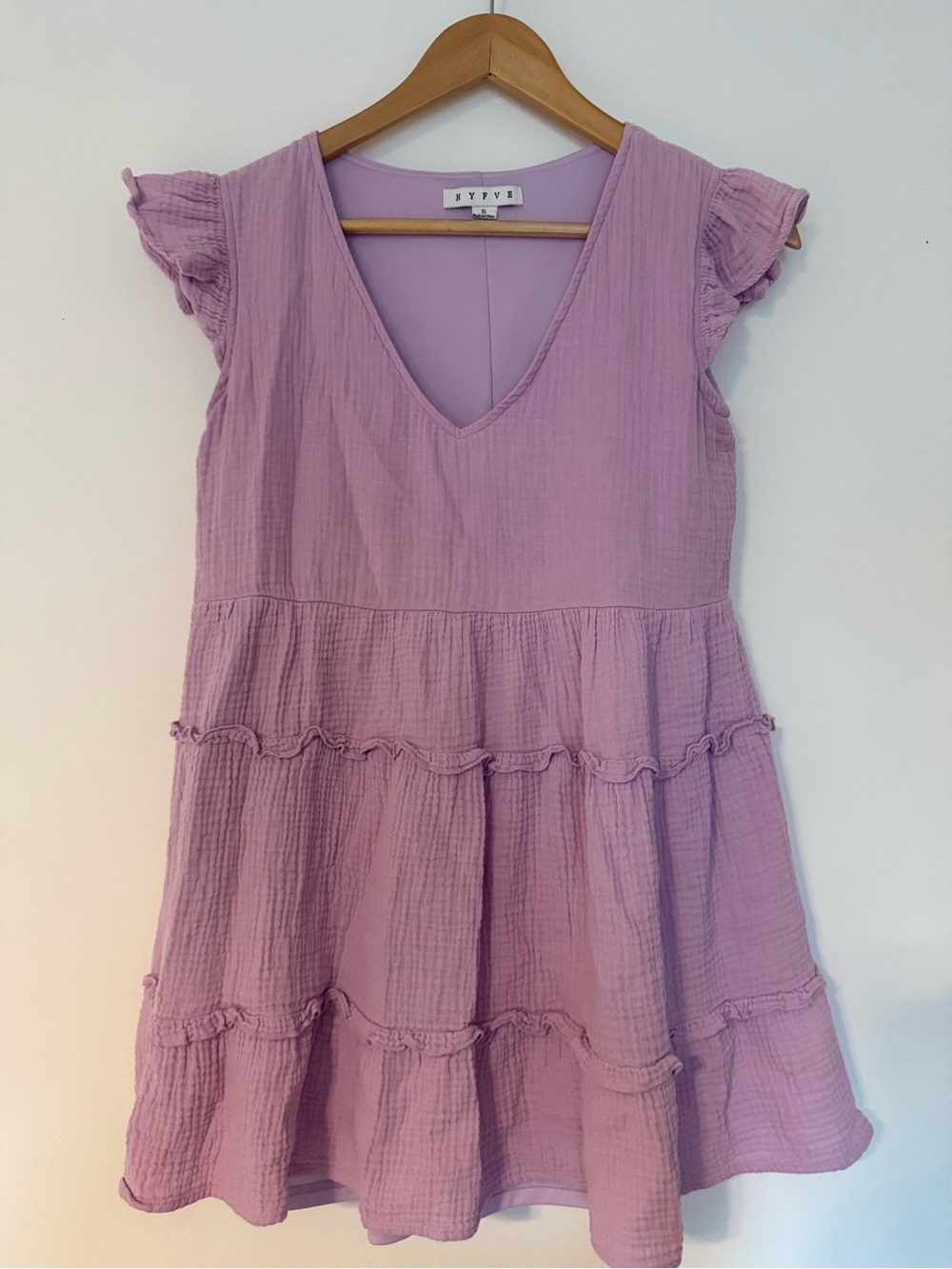 HYFVE Lilac Tiered Mini Dress with Flutter Sleeves